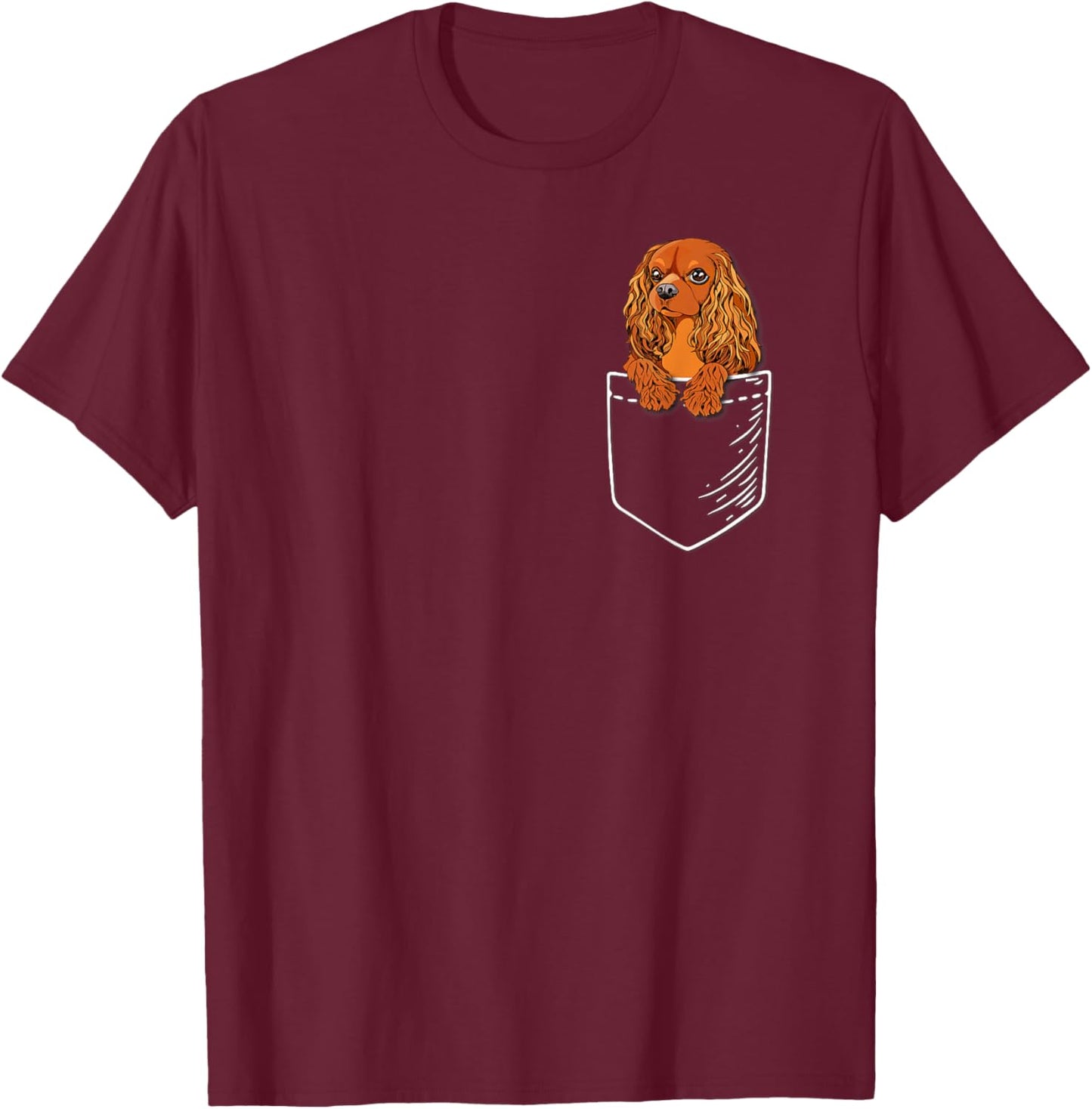 Funny Pocket Ruby Cavalier King Charles Spaniel Dog Lover T-Shirt - T-Shirt | Maroon