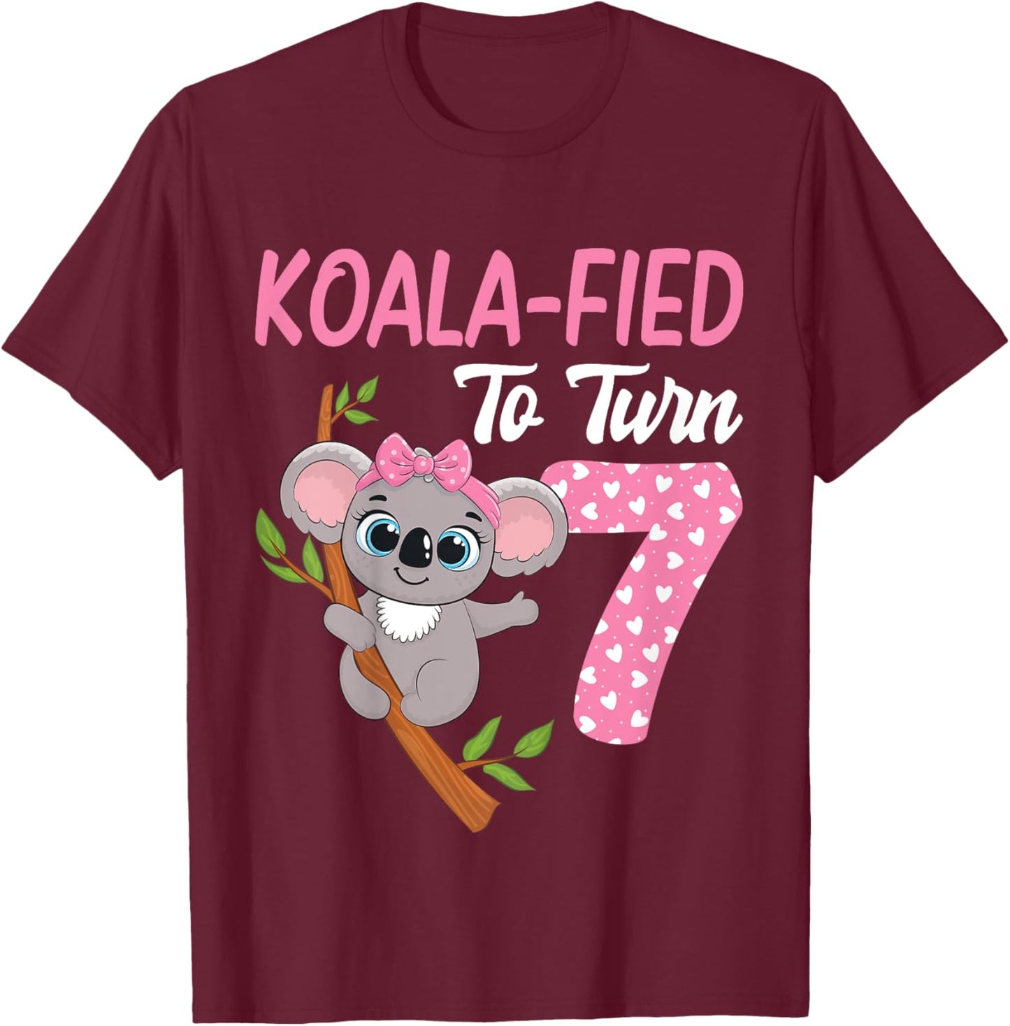 7 Year Old Koala 7th Birthday Party Animal Koala Lover T-Shirt - T-Shirt | Maroon