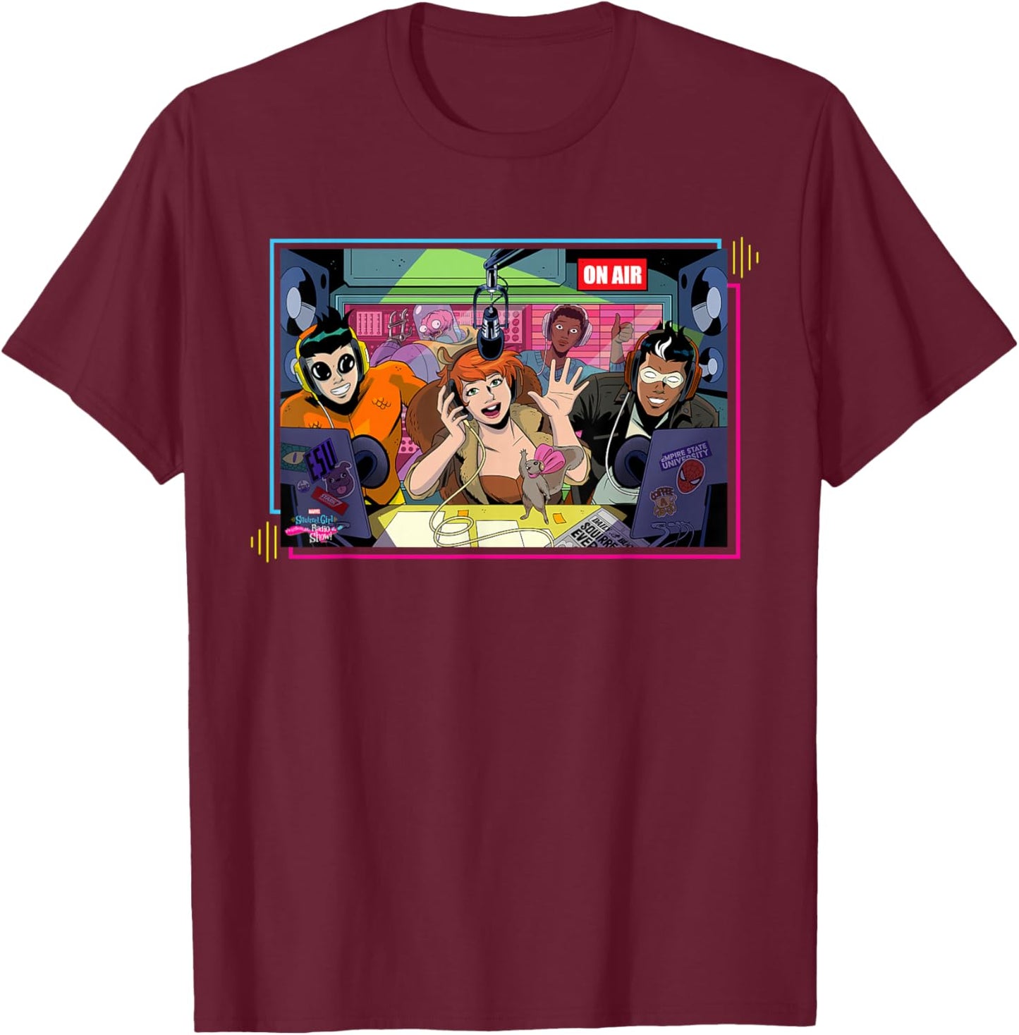 Marvel Squirrel Girl the Unbeatable Radio Show Podcast Team T-Shirt - T-Shirt | Maroon