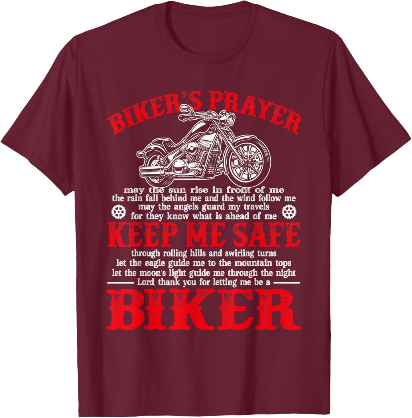 Biker's Prayer Vintage Motorcycle Biker Biking Motorcycling T-Shirt - T-Shirt | Maroon