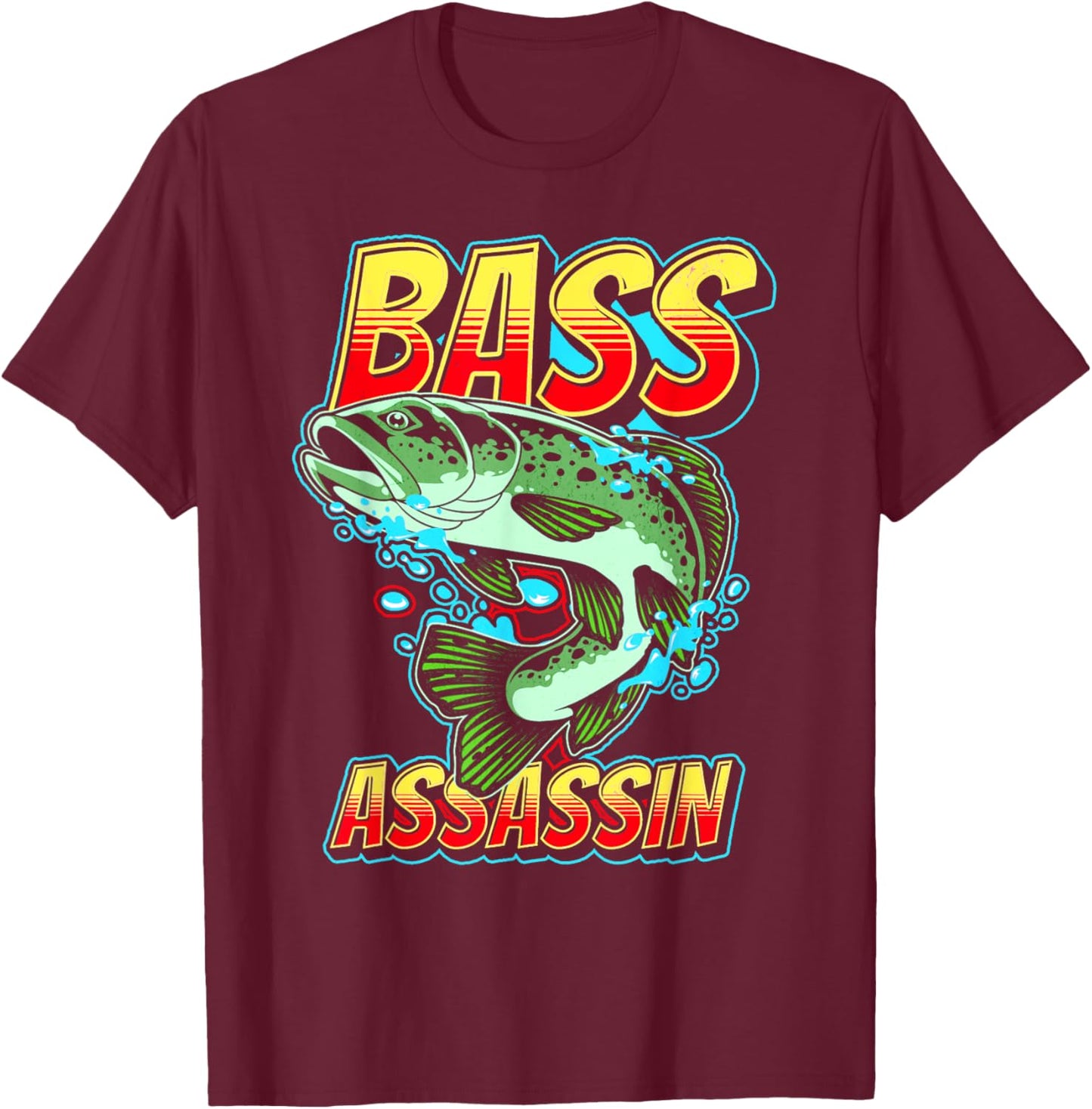 Bass Assassin Funny Fisherman Bass Fish Jumping Cute T-Shirt - T-Shirt | Maroon