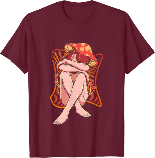 Mushroom Lady Cottagecore Shroom Foraging Mushroom Lover T-Shirt - T-Shirt | Maroon
