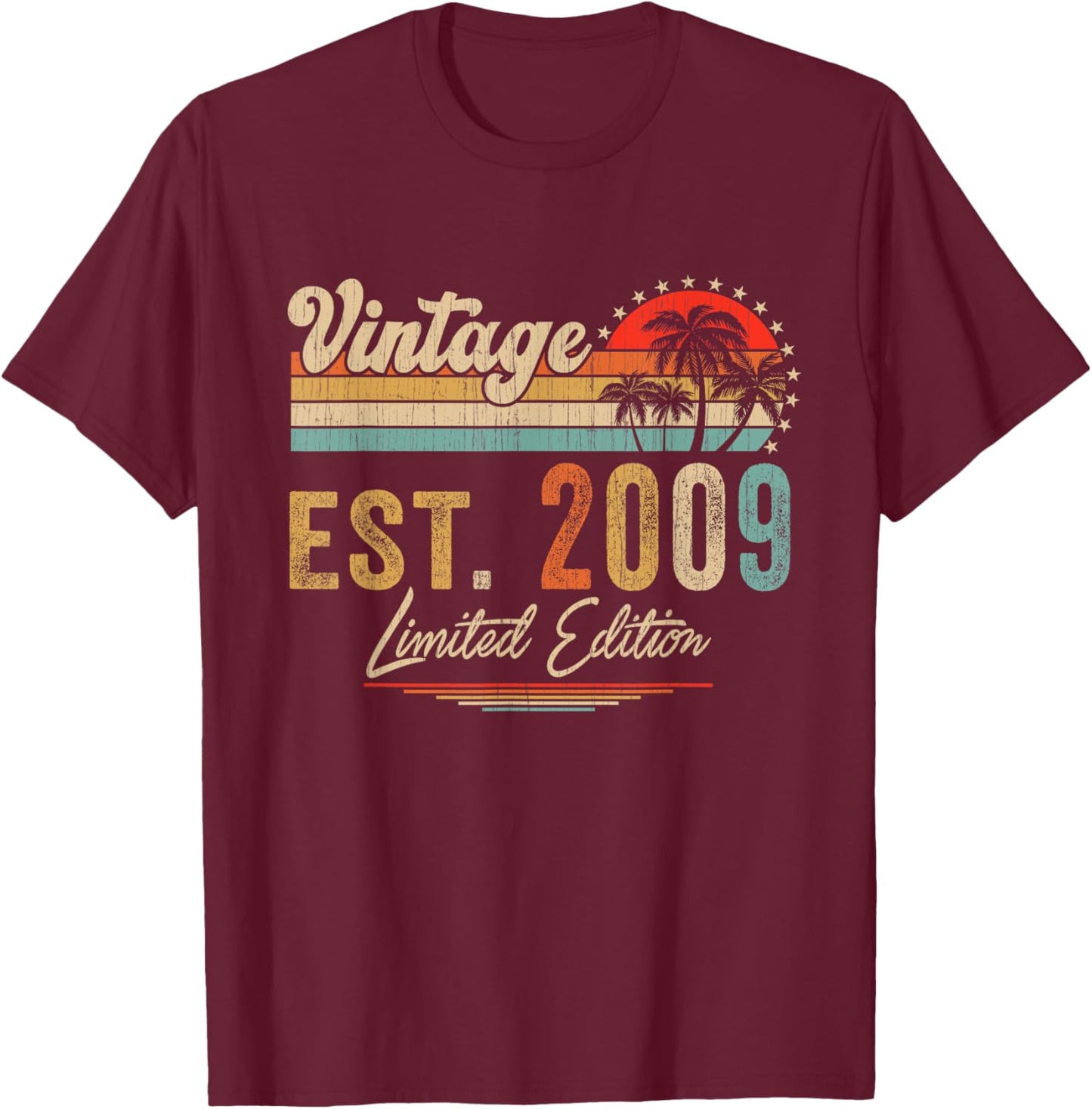 Est. 2009 Vintage 2009 Limited Edition 13th Birthday Gift T-Shirt - T-Shirt | Maroon
