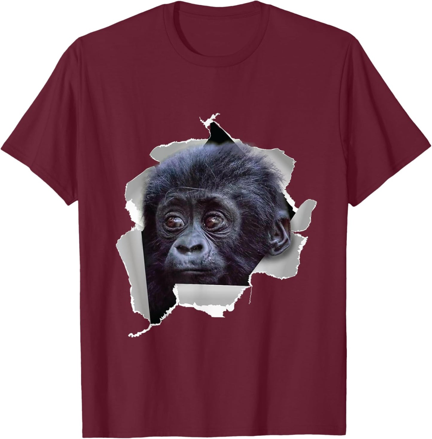 Funny Monkey Gorillas Baby Gorilla Face Costume T-Shirt - T-Shirt | Maroon
