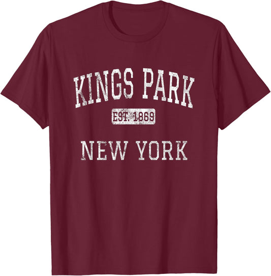 Kings Park New York NY Vintage T-Shirt - T-Shirt | Maroon