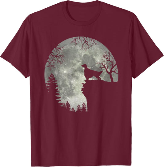 Irish Setter And Moon Halloween T-Shirt - T-Shirt | Maroon