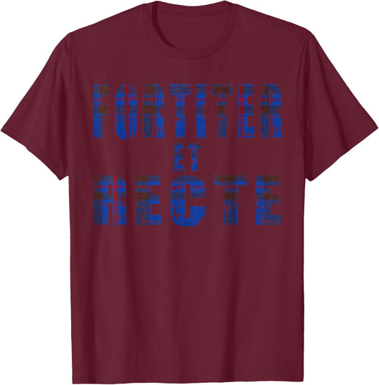 Clan Elliott Motto, Fortiter et Recte Elliot family tartan T-Shirt - T-Shirt | Maroon