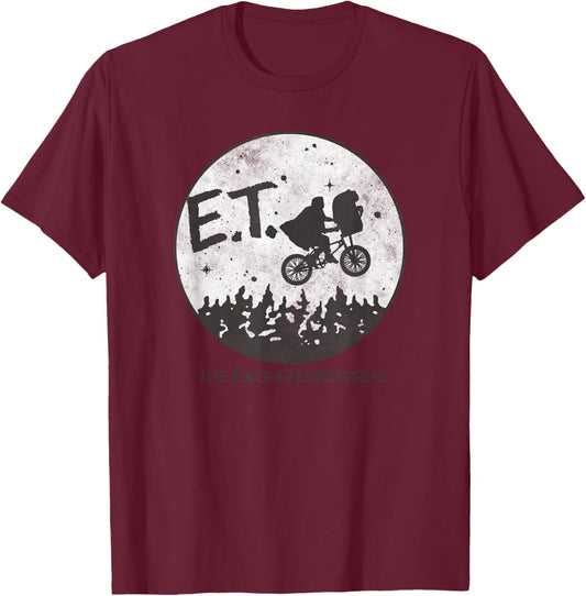 E.T. The Extra-Terrestrial Classic Flying Bike Poster T-Shirt - T-Shirt | Maroon