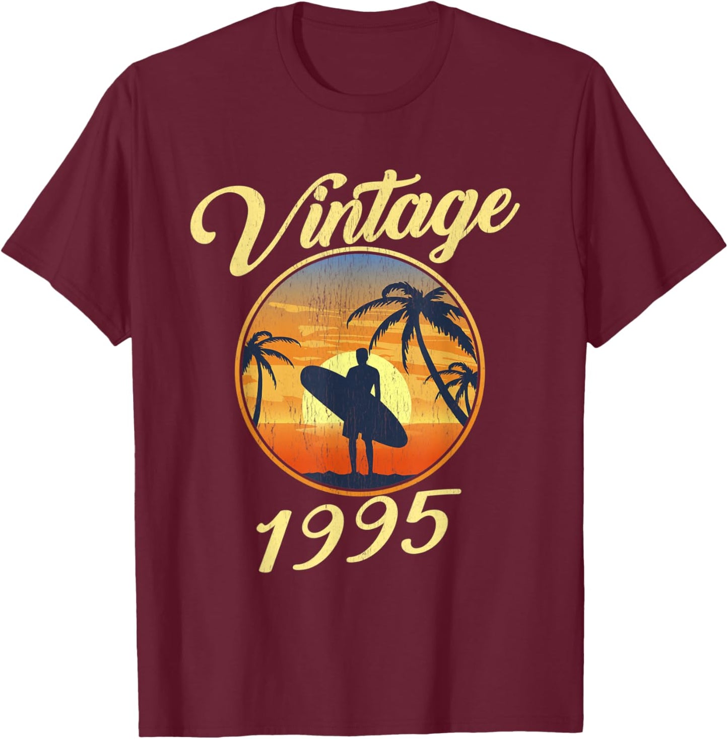 Vintage 1995 born in 1995 summer surf gift Men Women Kids T-Shirt - T-Shirt | Maroon