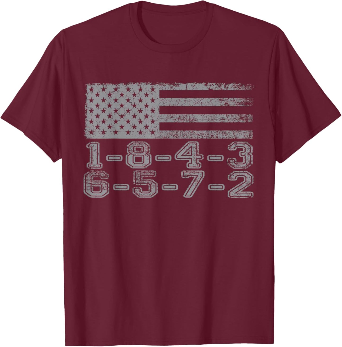 USA Flag 18436572 Firing Order Small Block Engine V8 Block T-Shirt - T-Shirt | Maroon