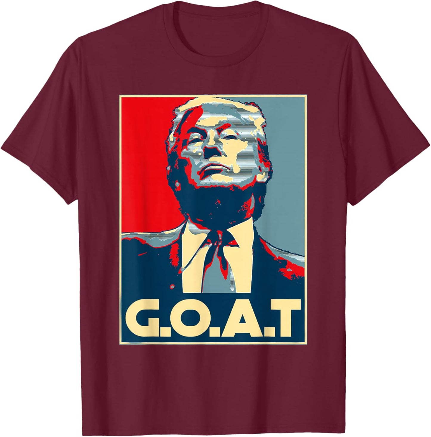 Trump Goat Middle Finger Election 2024 Republican Poster T-Shirt - T-Shirt | Maroon