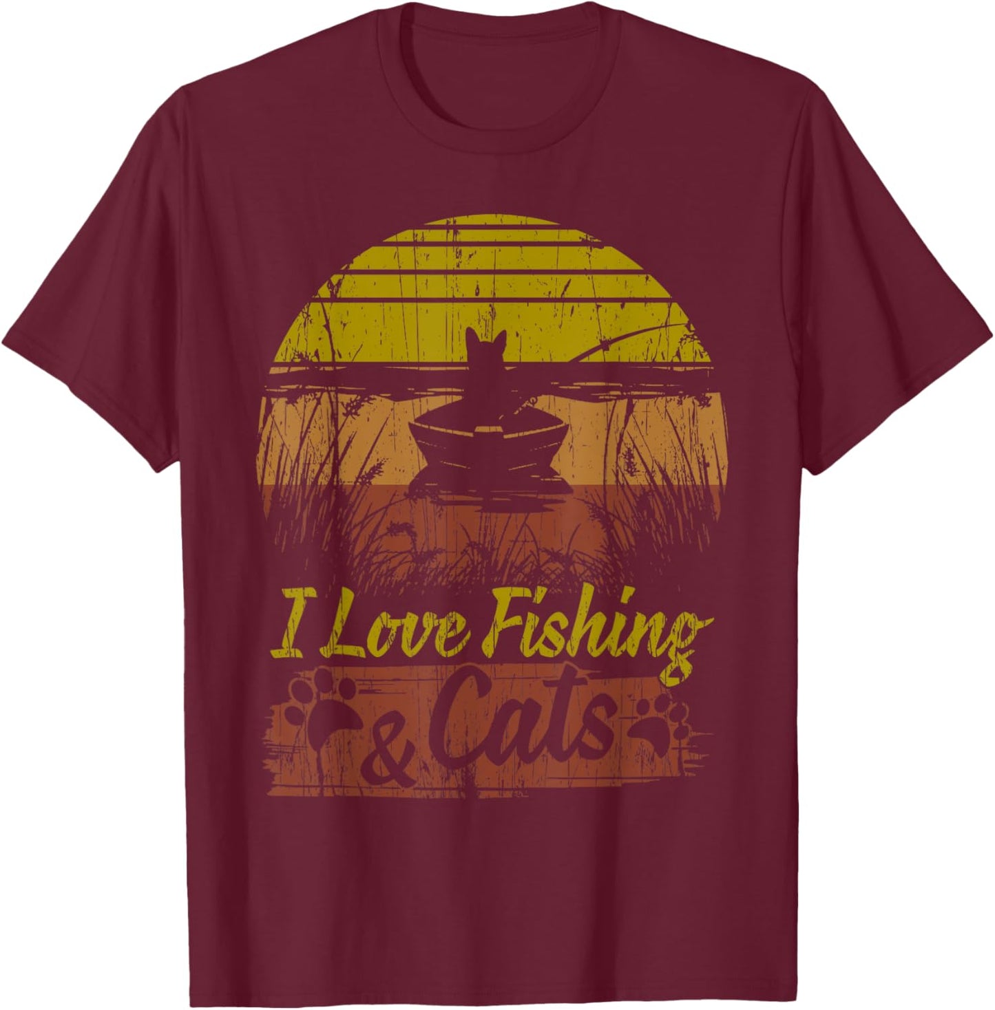Cat I Love Fishing & Cats Present Bass Catfish Trout Women T-Shirt - T-Shirt | Maroon