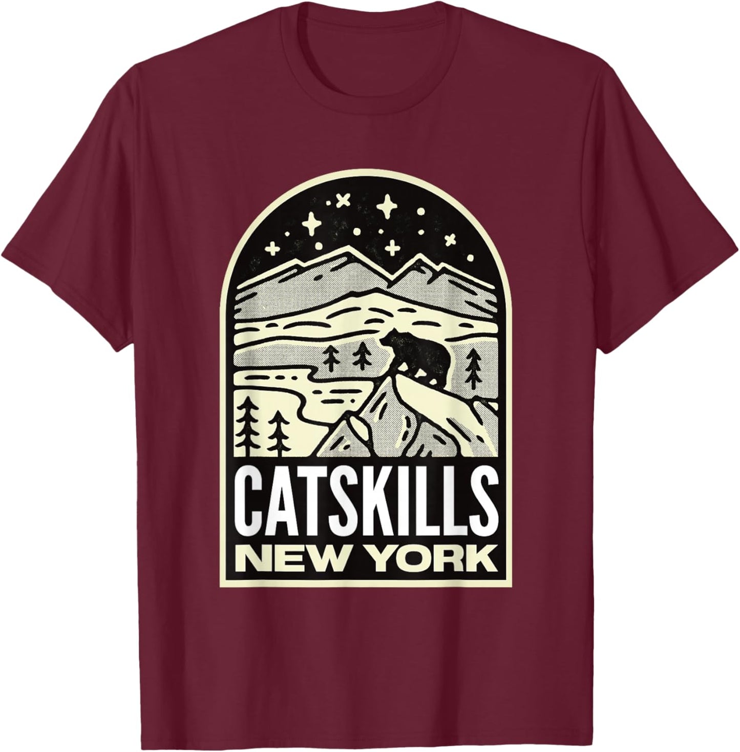 Catskills New York Mountains Vintage T-Shirt - T-Shirt | Maroon