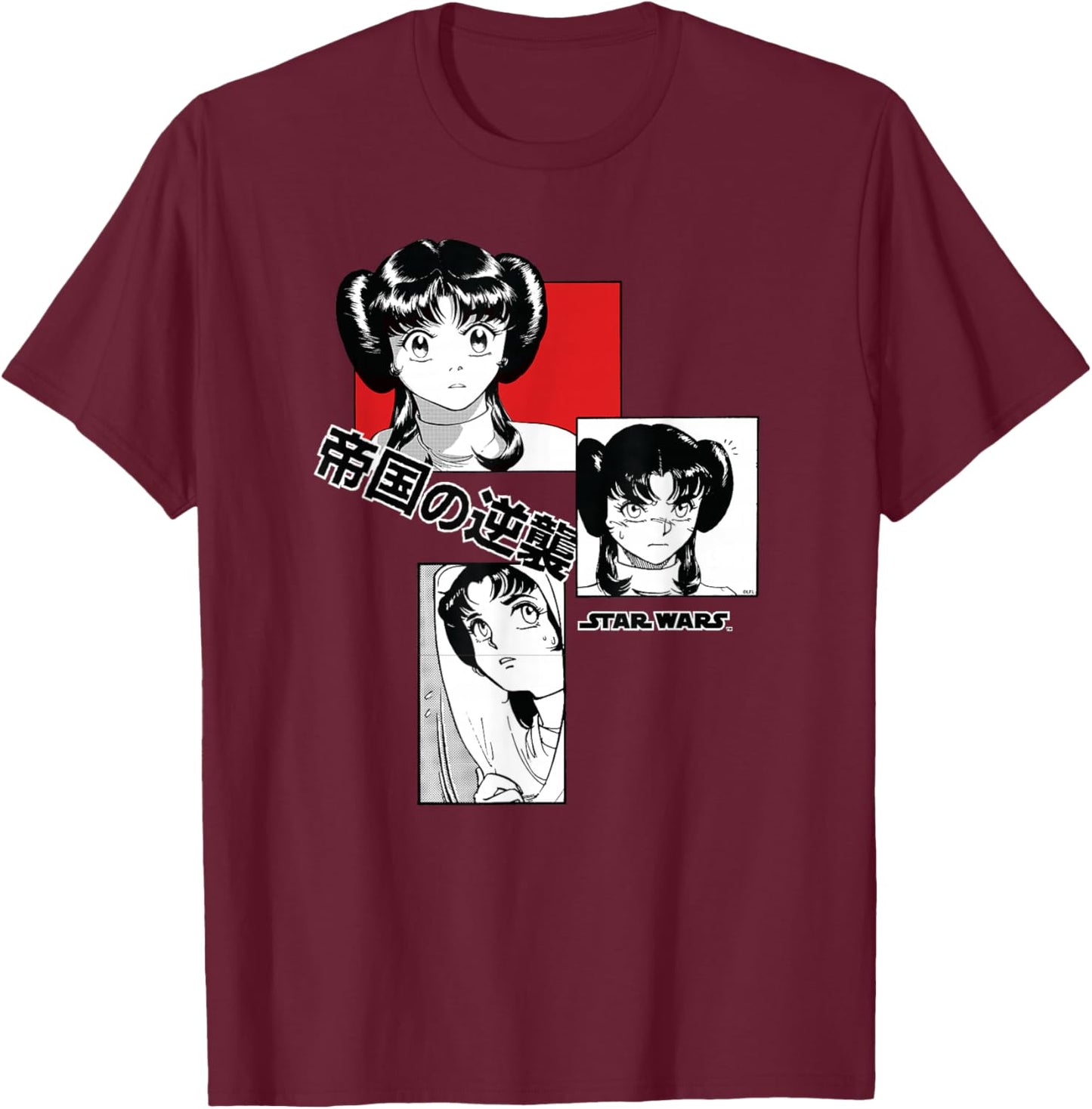Star Wars Princess Leia Japanese Anime Manga Comic T-Shirt - T-Shirt | Maroon