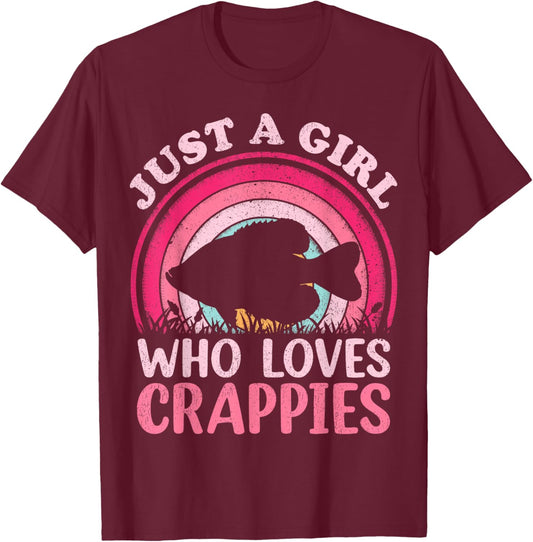 Crappie Fish Vintage Retro Just A Girl Who Loves Crappies T-Shirt - T-Shirt | Maroon