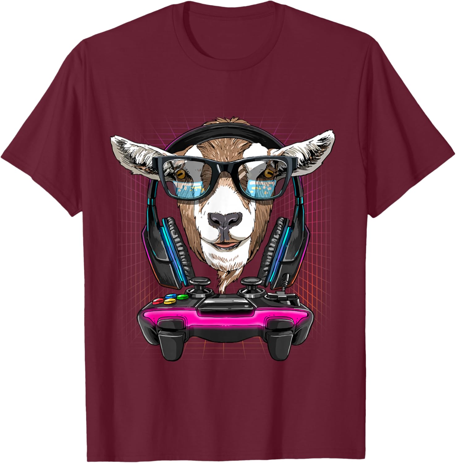 Goat Gamer PC Computer Video Game Lover Streaming Gaming T-Shirt - T-Shirt | Maroon