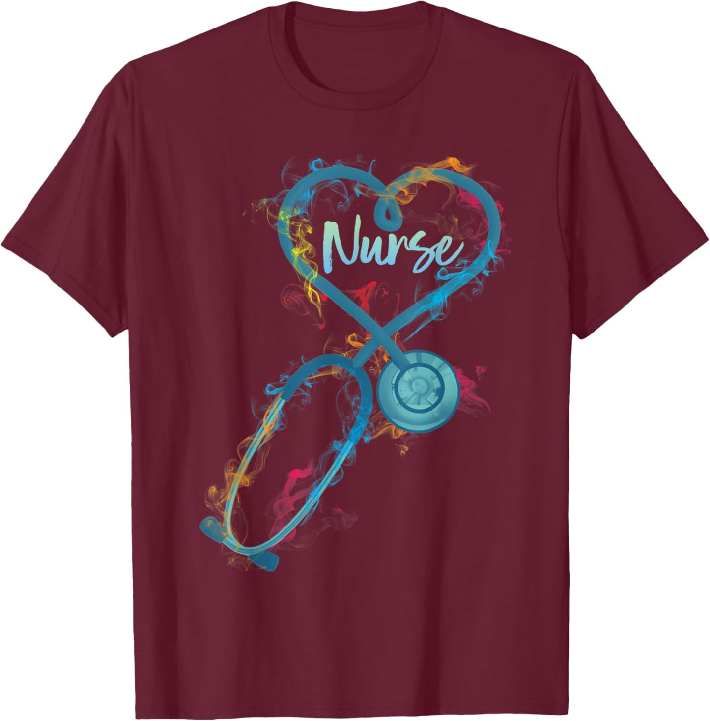 Nurse Stethoscope Heartbeat EKG Medical RN Gift T-Shirt - T-Shirt | Maroon