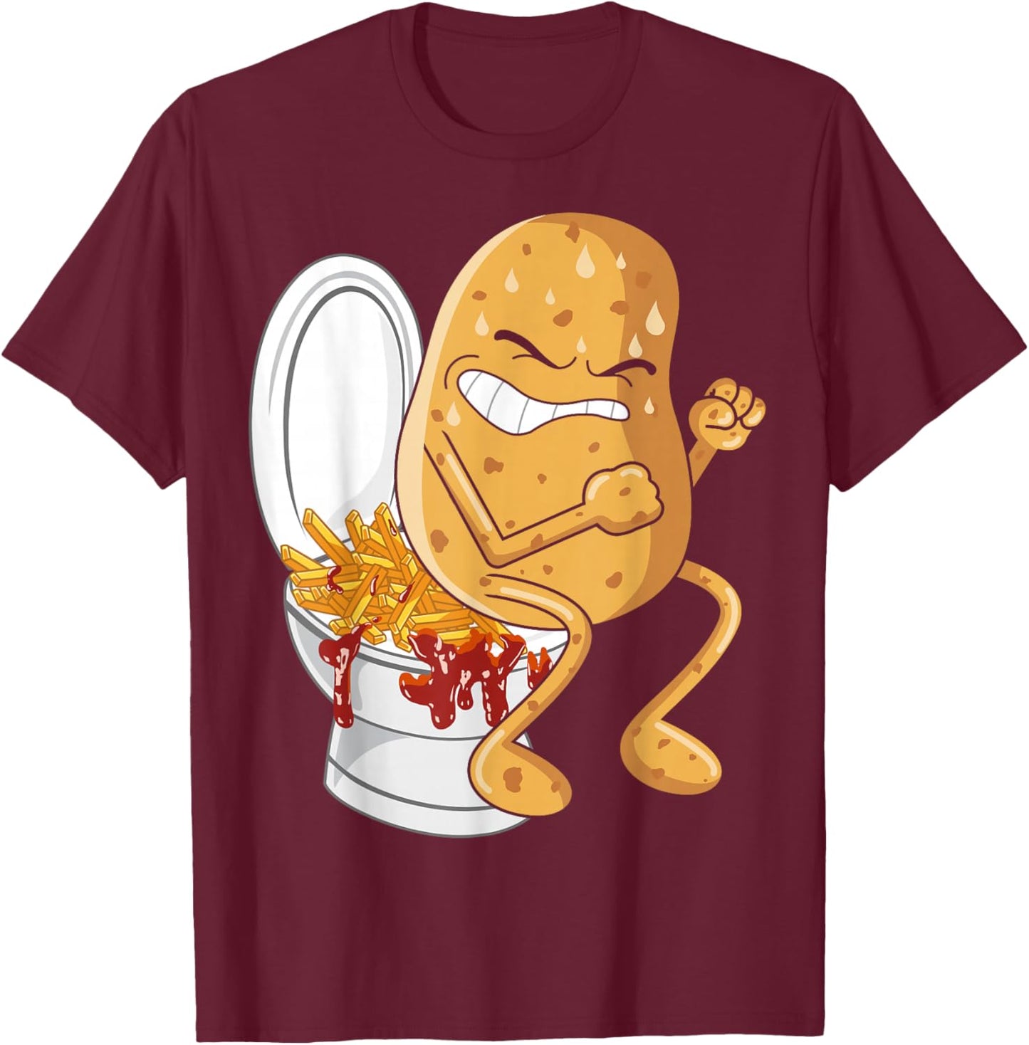 Potato Pooping French Fries Fried Potatoes Food Lover T-Shirt - T-Shirt | Maroon