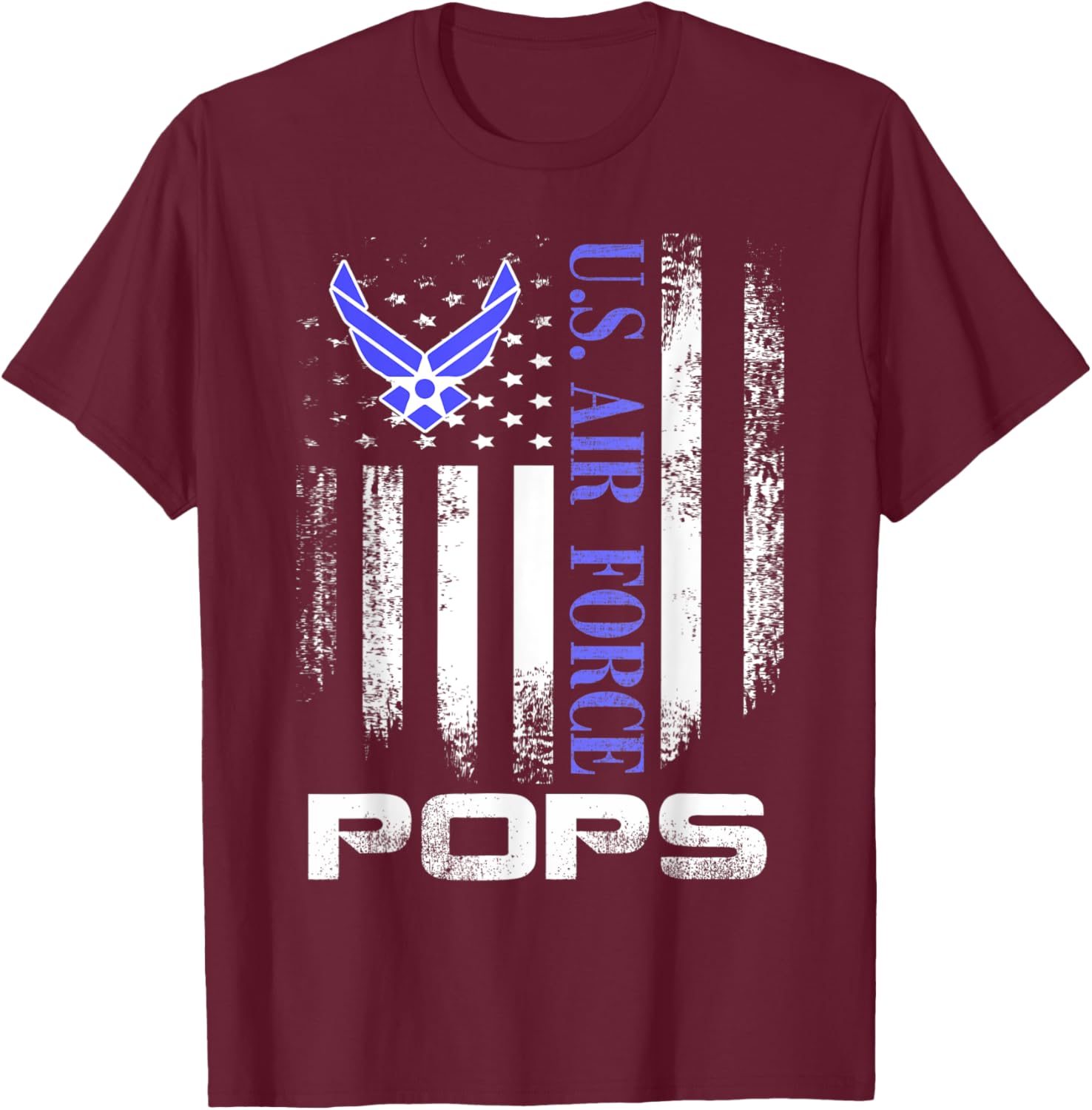 Vintage U.S. Air Force Pops With American Flag Women Kids Men T-Shirt - T-Shirt | Maroon