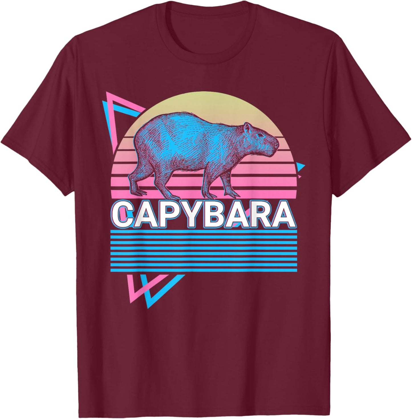 Capybara Retro T-Shirt - T-Shirt | Maroon
