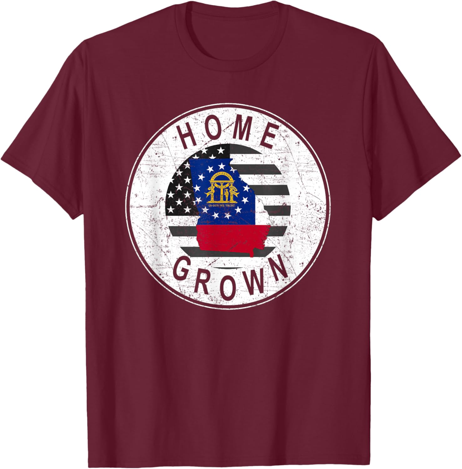 Proud America State Flag US Home Grown Georgia T-Shirt - T-Shirt | Maroon