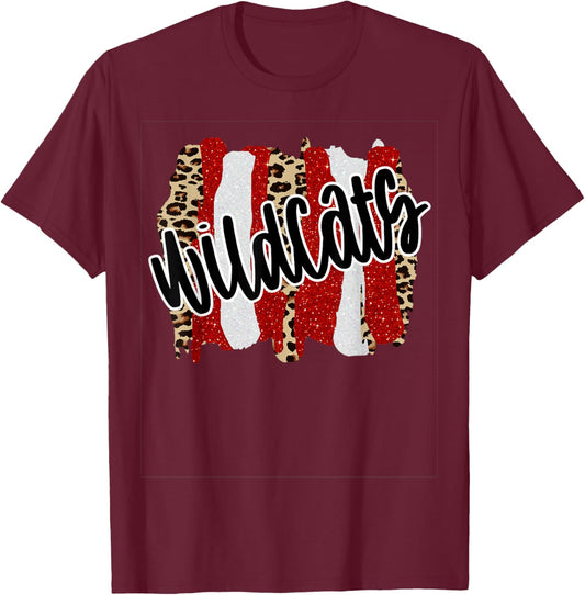 Wildcats Splash Red White Black School Spirit T-Shirt - T-Shirt | Maroon