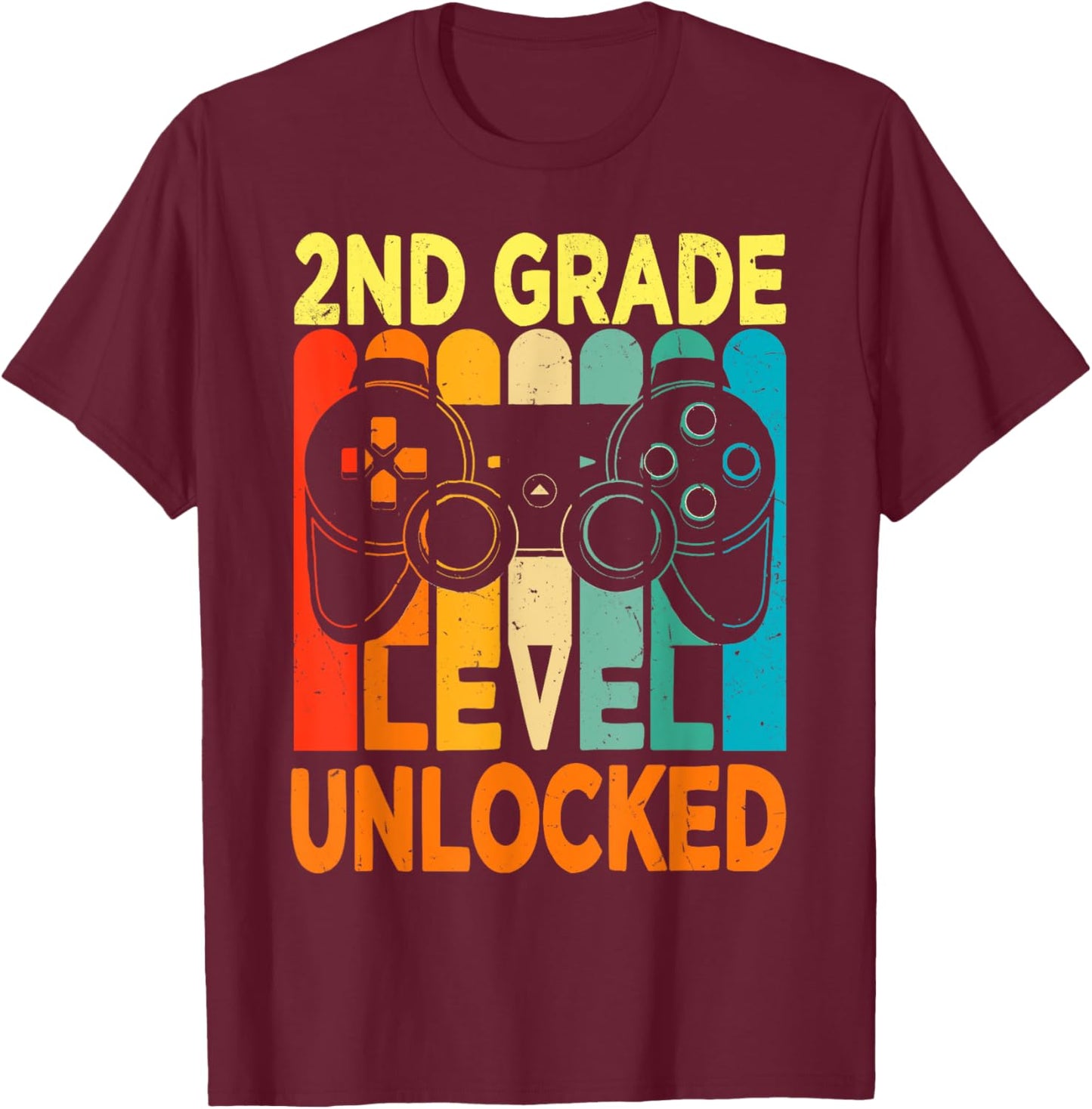 Hello 2nd Grade Level Unlocked Video Game Back to School Boy T-Shirt - T-Shirt | Maroon