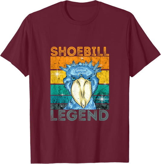Shoebill Bird Shebill Legend Vintage Retro African Bird T-Shirt - T-Shirt | Maroon