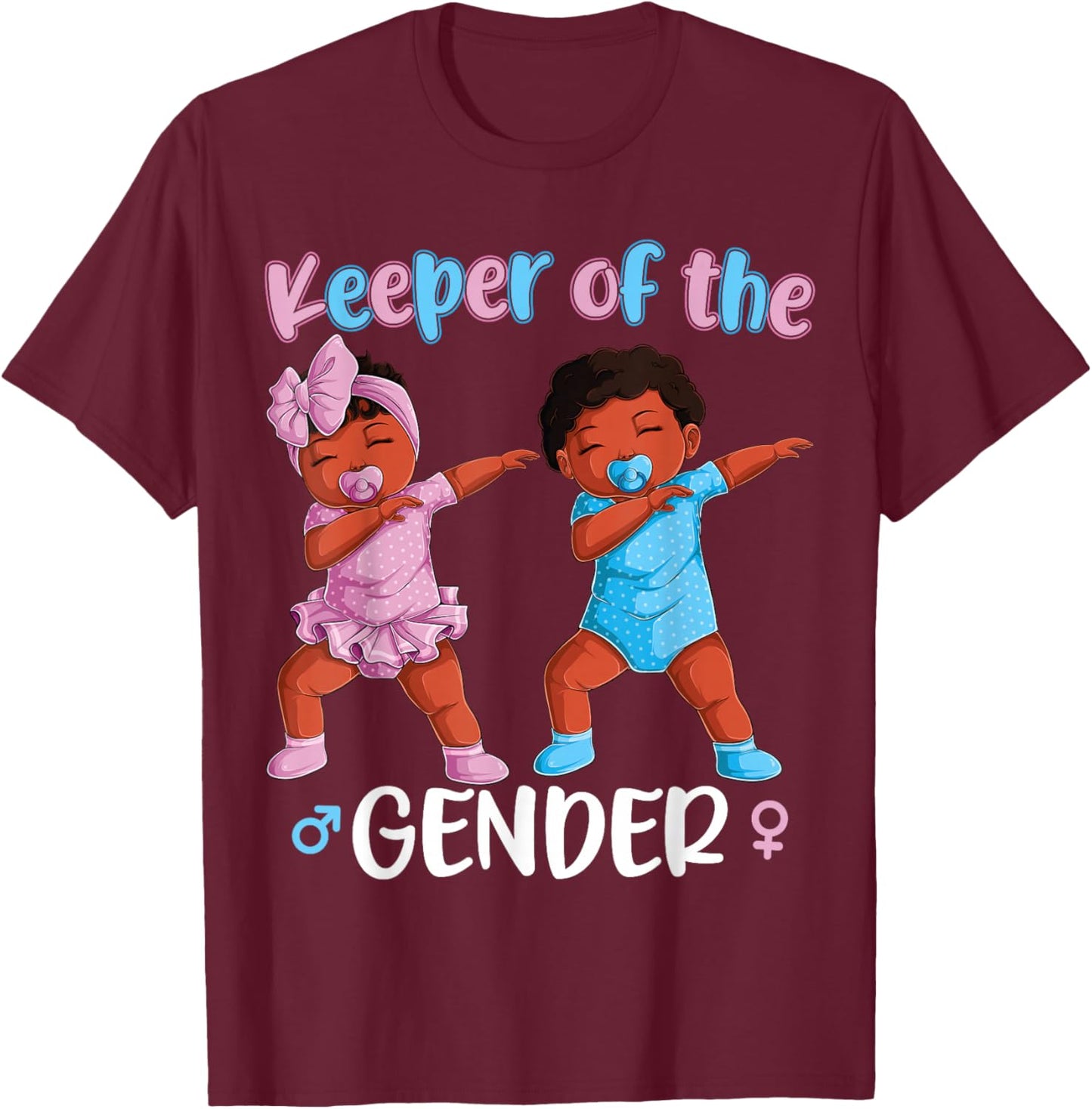 Keeper Of The Gender Reveal Black Baby Announcement Women T-Shirt - T-Shirt | Maroon