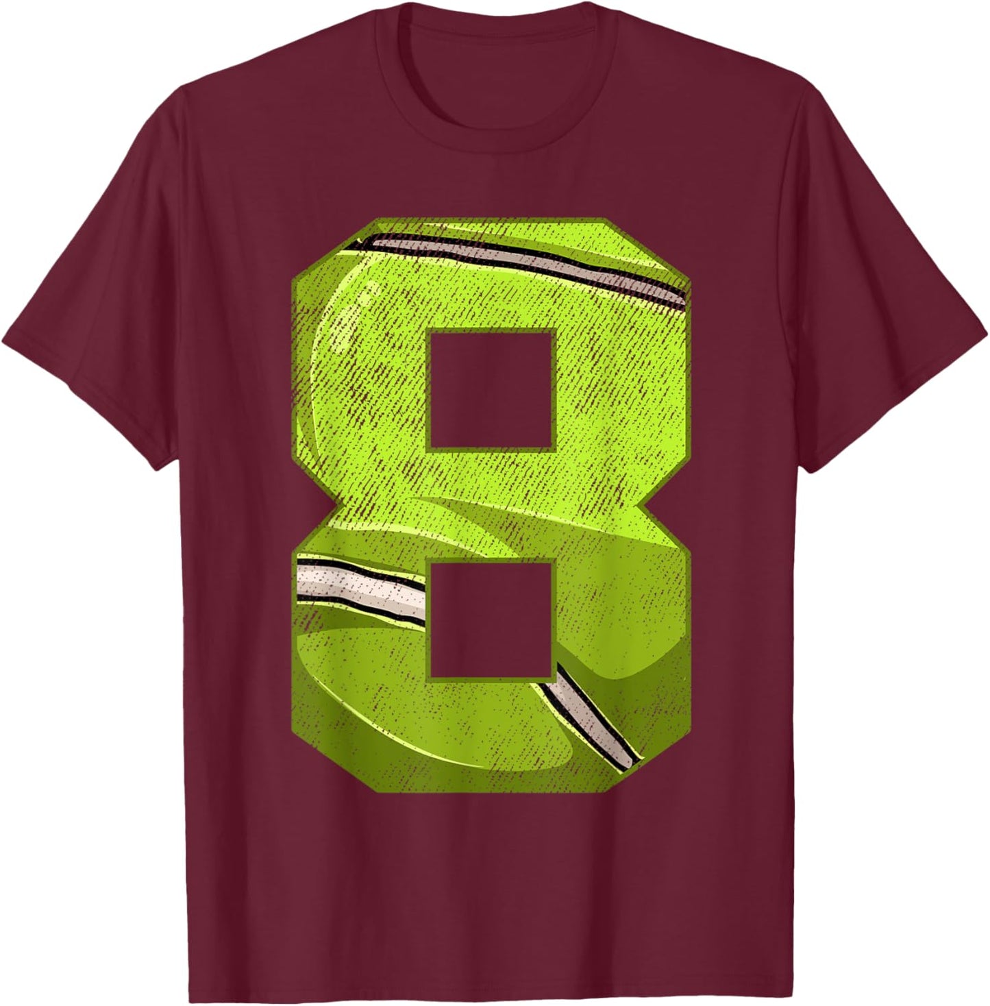 8th Birthday Party Eight 8 Year Old Tennis Bday Boy Girl T-Shirt - T-Shirt | Maroon