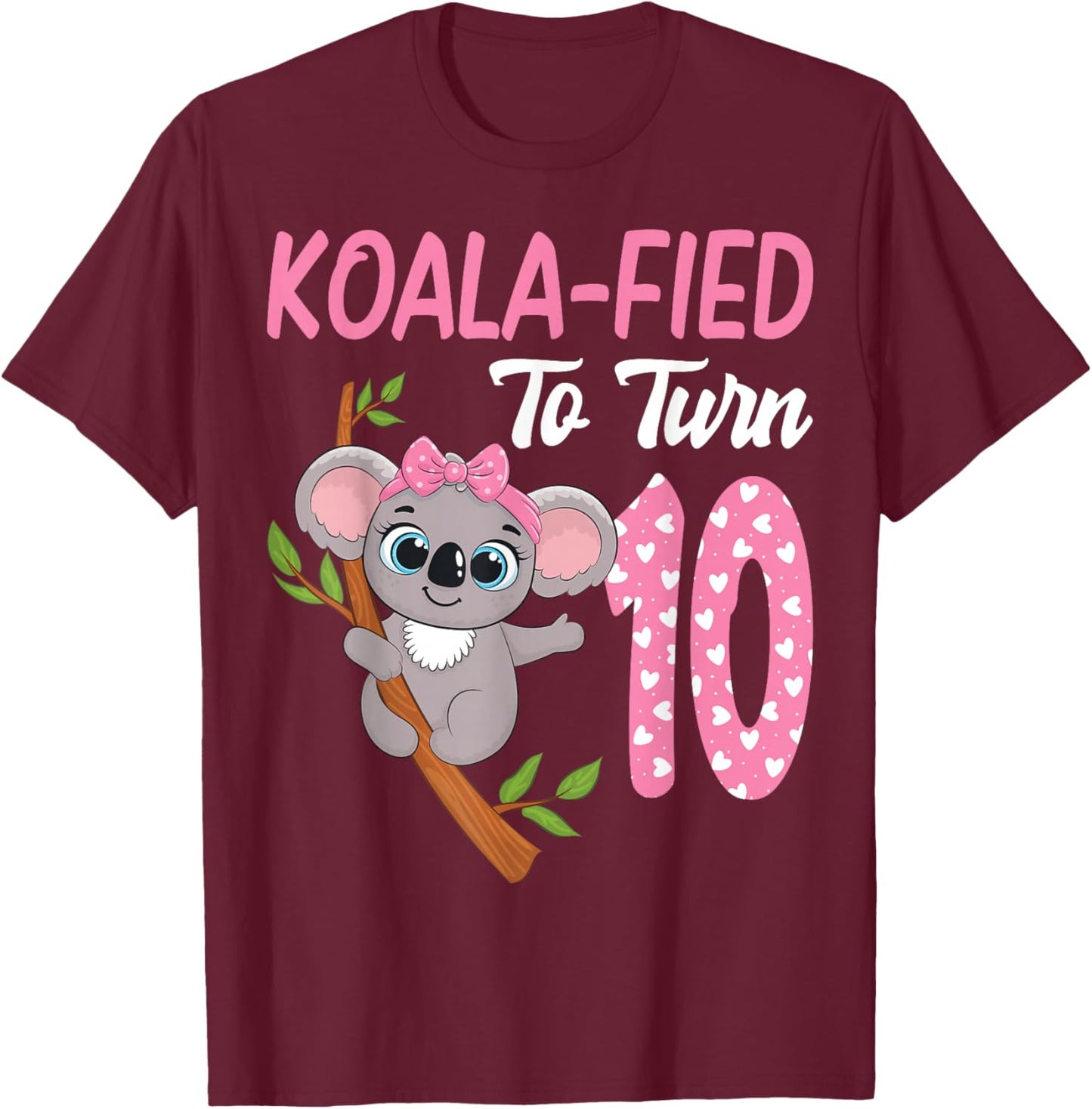 10 Year Old Koala 10th Birthday Party Animal Koala Lover T-Shirt - T-Shirt | Maroon