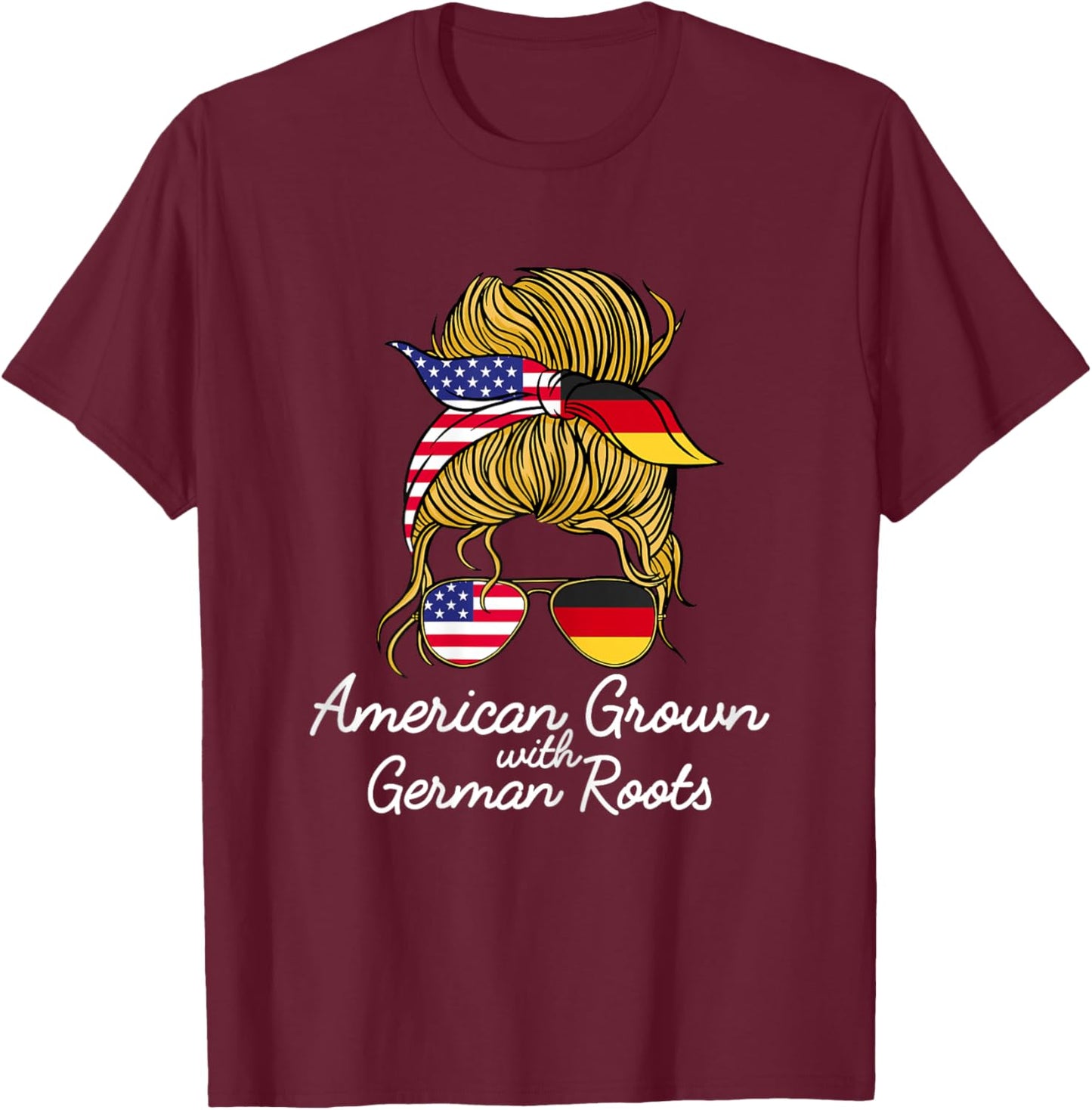 American Grown with German Roots Germany and USA Flag T-Shirt - T-Shirt | Maroon