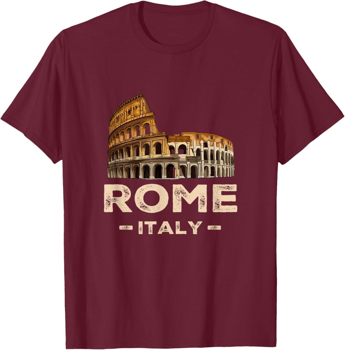 Cool Vintage Roma Italia Colosseum Souvenirs, Rome Italy T-Shirt - T-Shirt | Maroon