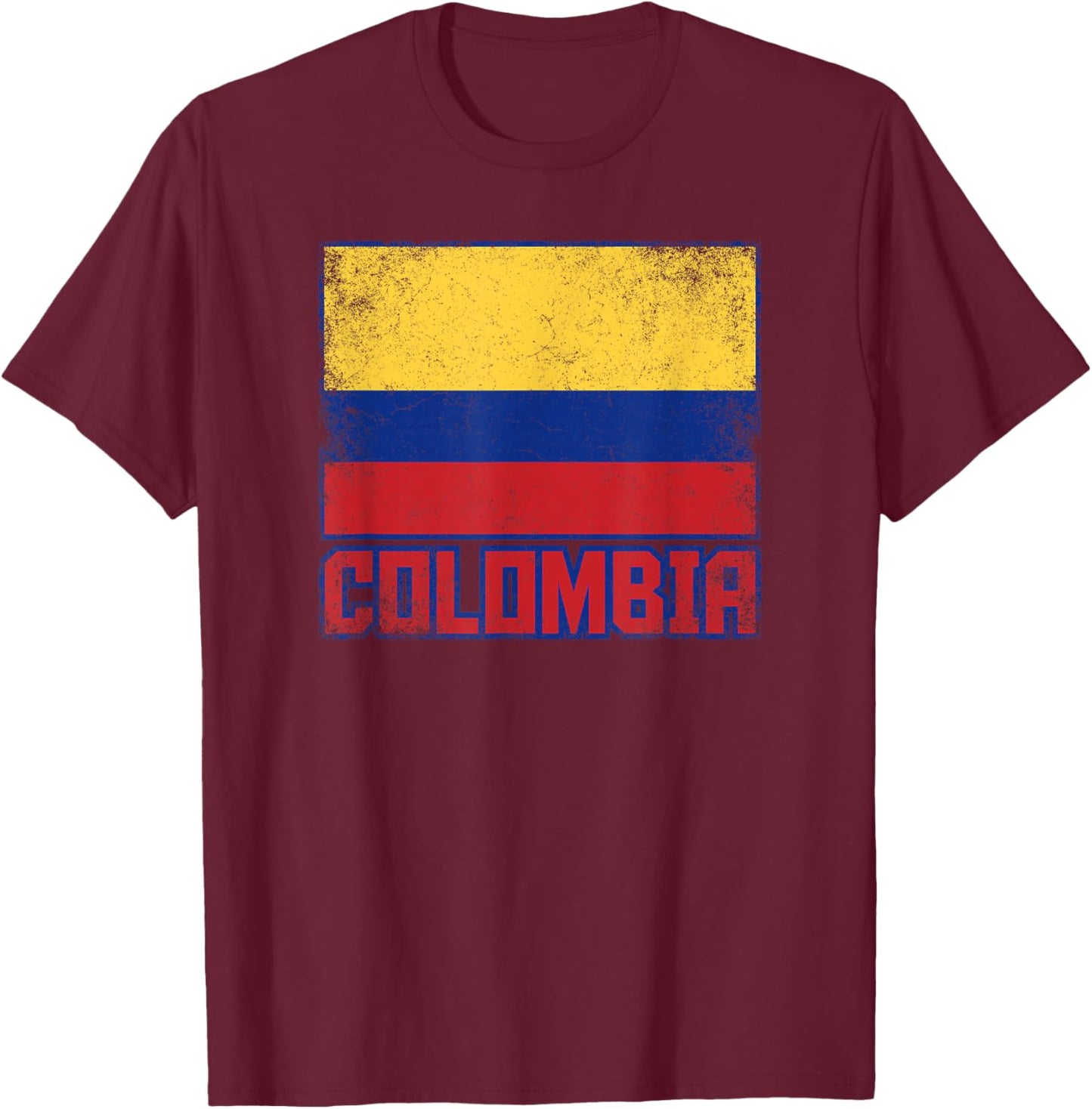 Colombia Flag Vintage Retro Country Colombian Pride T-Shirt - T-Shirt | Maroon
