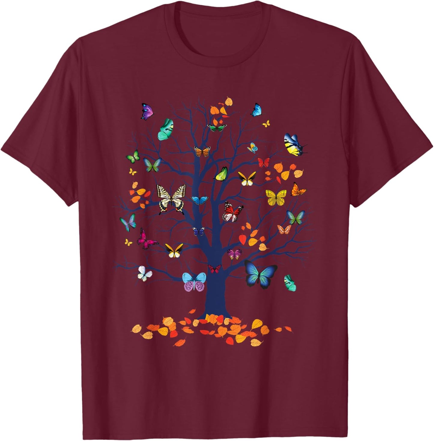 Butterfly Tree - Lepidopterist Butterfly Lover Butterflies T-Shirt - T-Shirt | Maroon