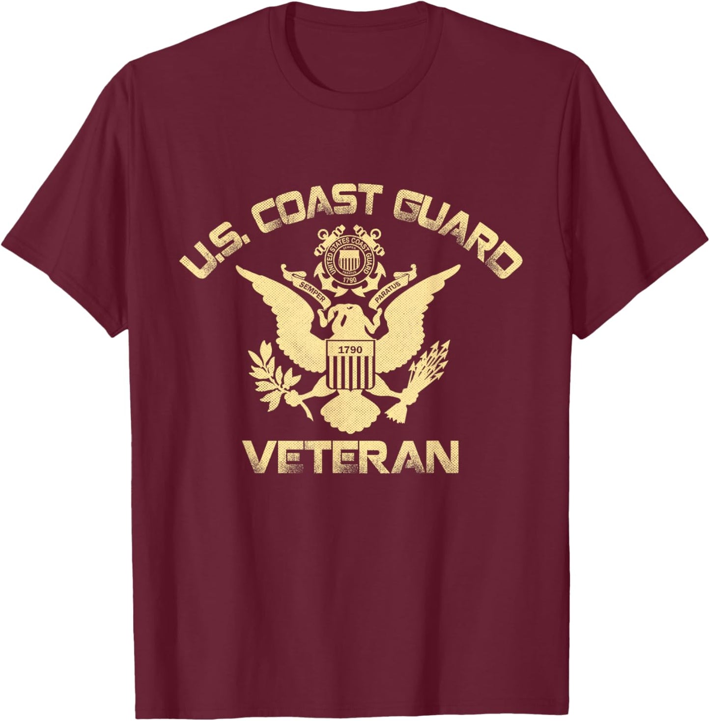 U.S. Coast Guard Veteran Eagle Vintage Veterans Day Gifts T-Shirt - T-Shirt | Maroon
