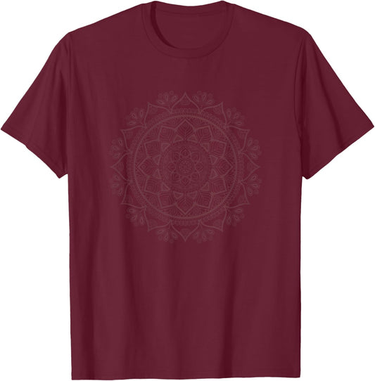 Mandala Green Yoga T-Shirt - T-Shirt | Maroon