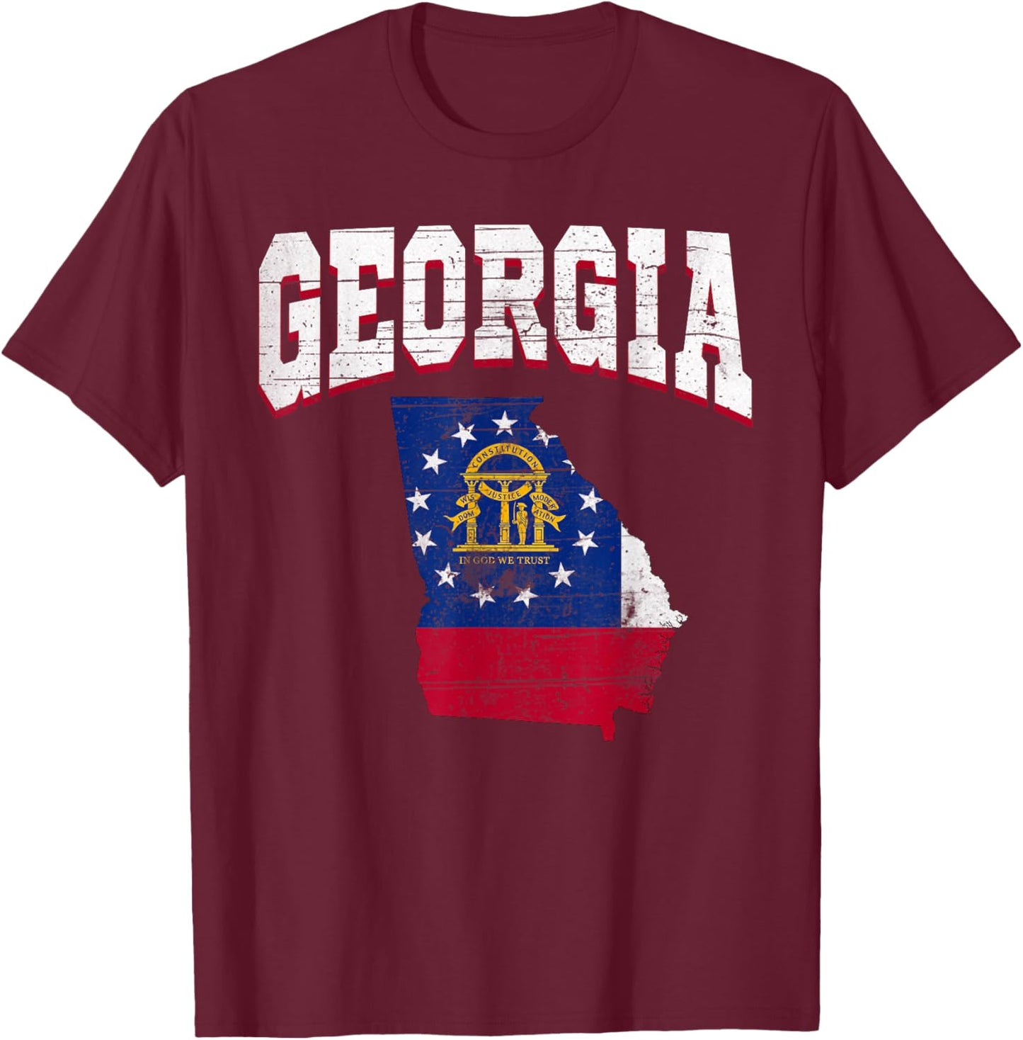 US Citizen Proud America State Flag Land Map Georgia T-Shirt - T-Shirt | Maroon
