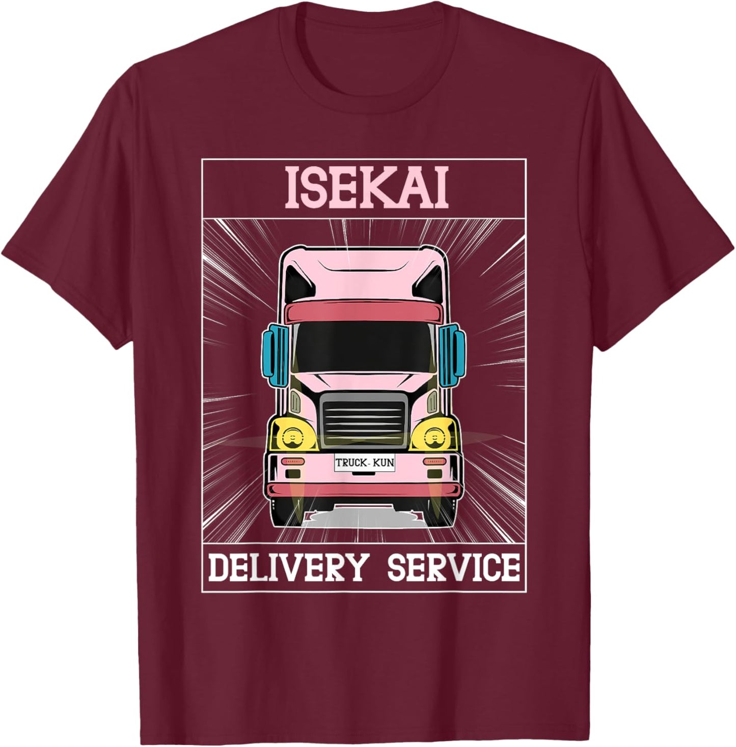 Truck-kun Isekai Delivery Service sekai Express Truck-kun T-Shirt - T-Shirt | Maroon