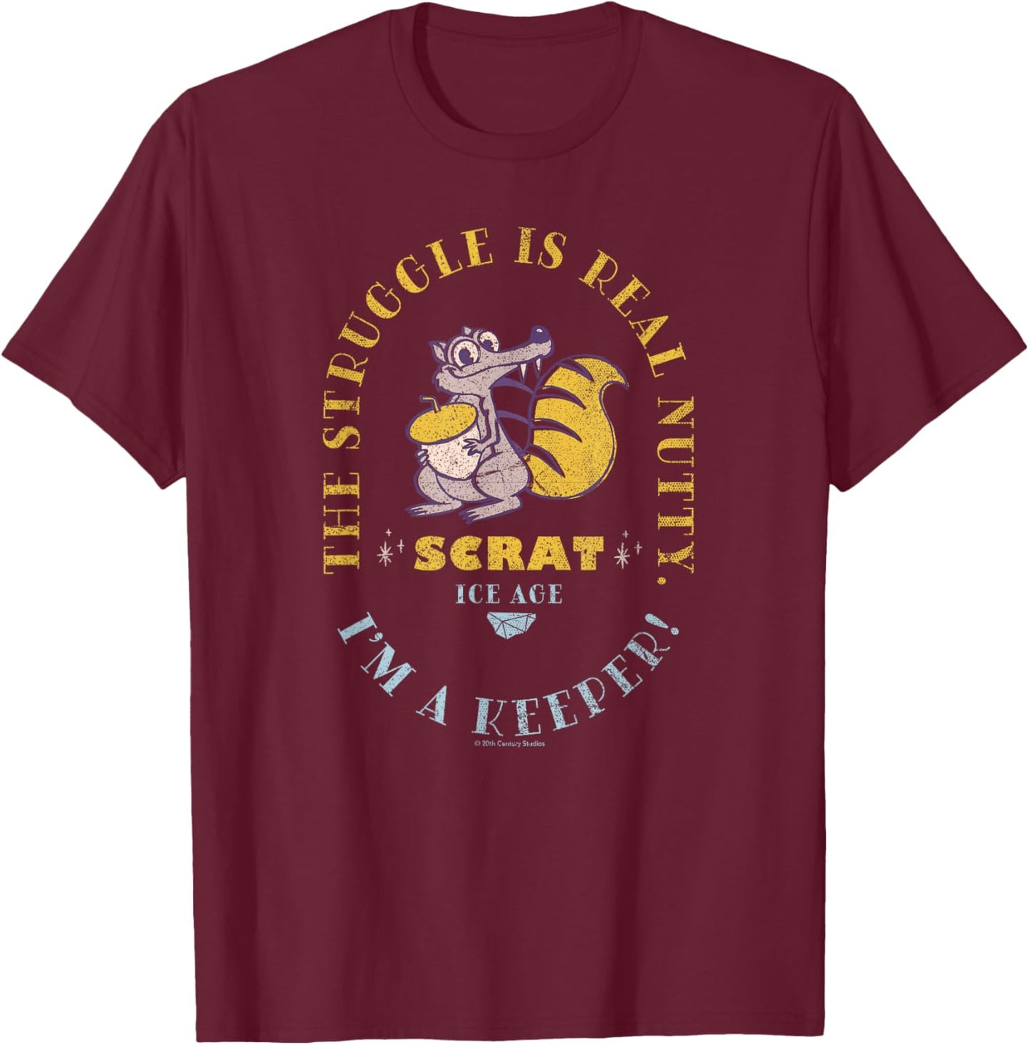 Ice Age Scrat The Struggle is Real Nutty T-Shirt - T-Shirt | Maroon