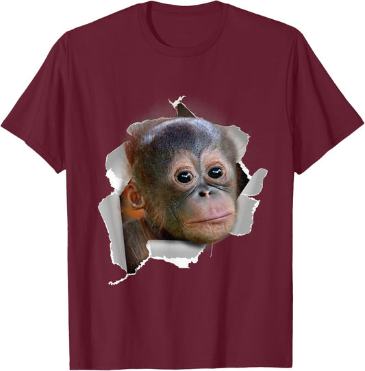 Funny Monkey Baby Orang Utan Orang Utan Face Costume T-Shirt - T-Shirt | Maroon