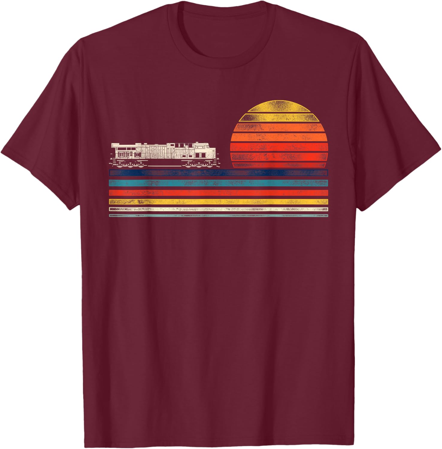Model Train Railroad Conductor Engineer HD0 Black Retro Diesel Train Driver Trainspotting Locomotive T-Shirt - T-Shirt | Maroon