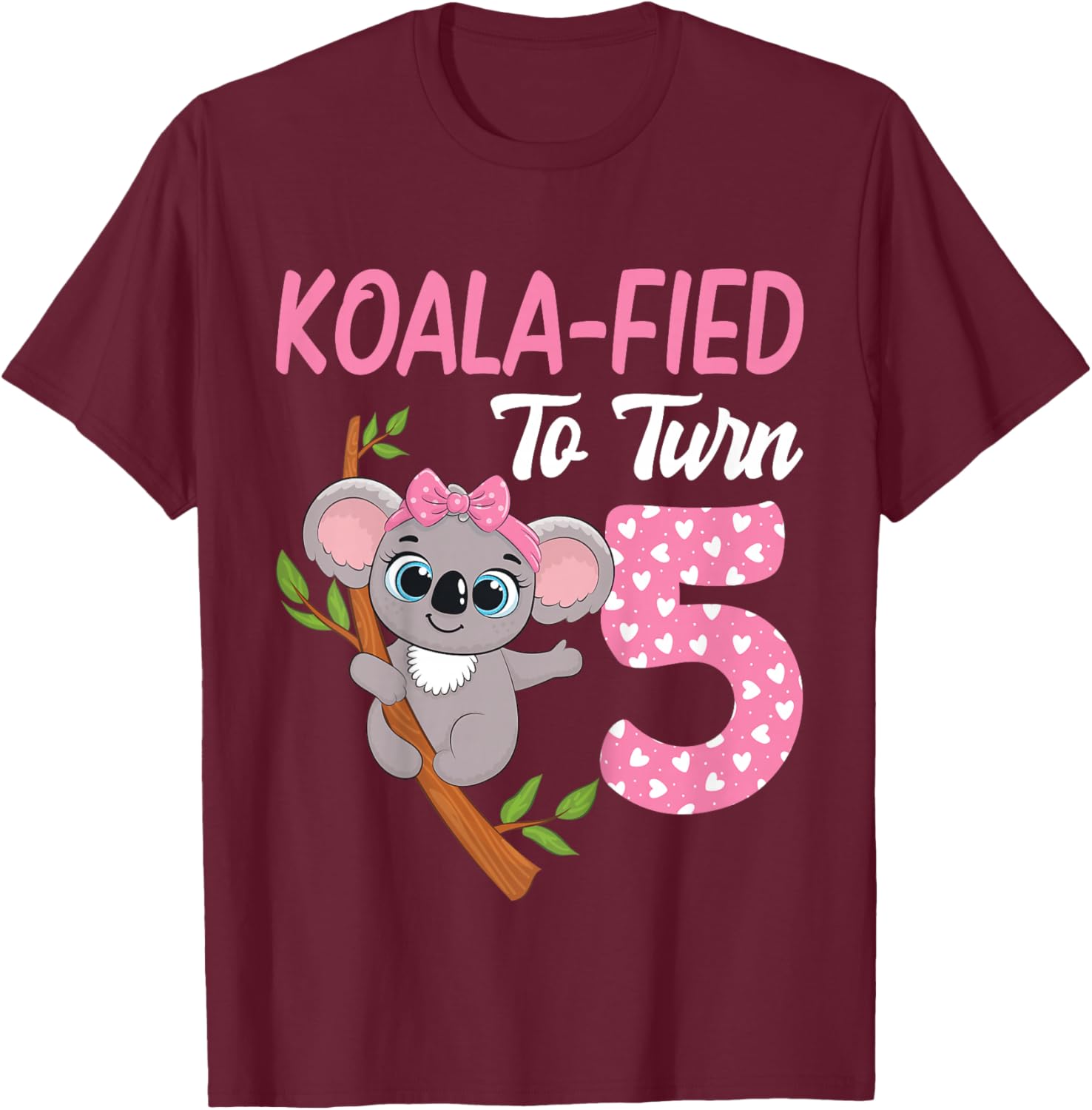 5 Year Old Koala 5th Birthday Party Animal Koala Lover T-Shirt - T-Shirt | Maroon