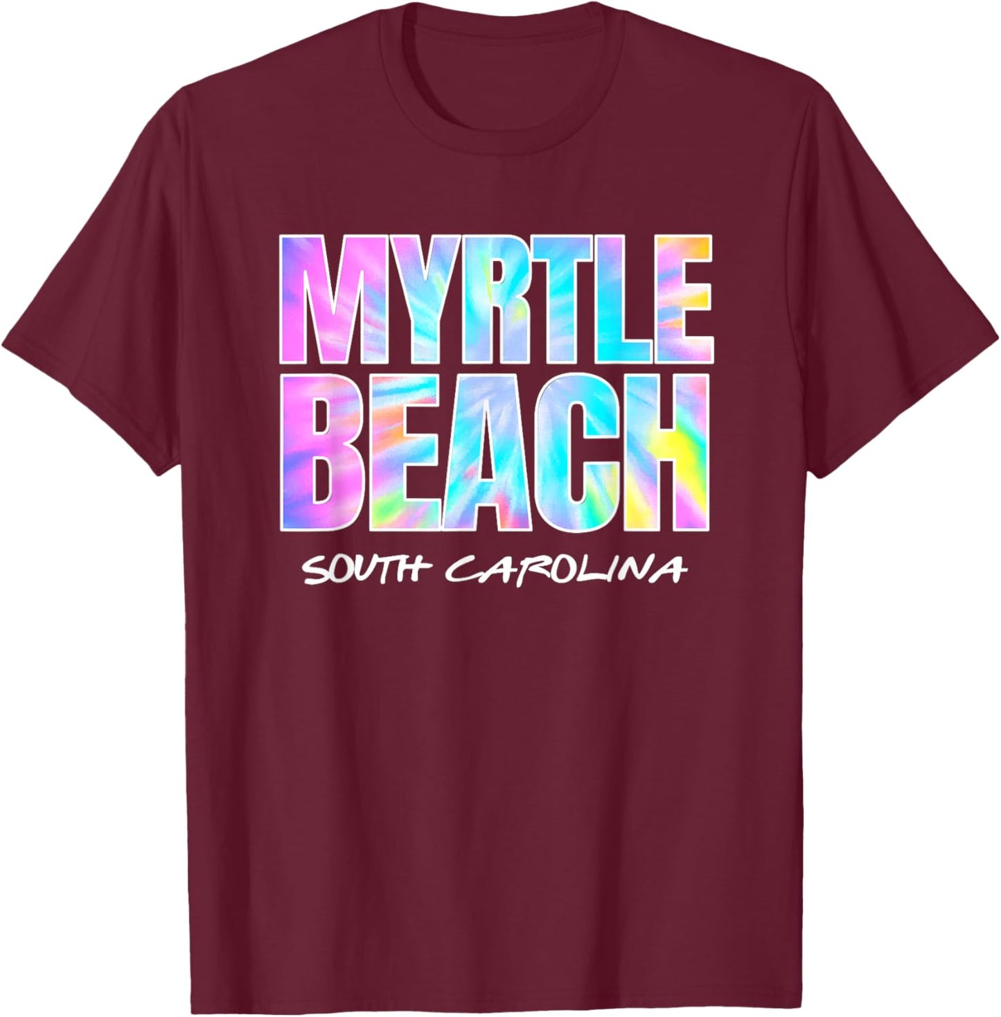 Vintage Tie Dye Myrtle Beach South Carolina Souvenir T-Shirt - T-Shirt | Maroon