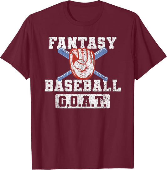 Funny Fantasy Baseball League Fantasy Baseball GOAT T-Shirt - T-Shirt | Maroon