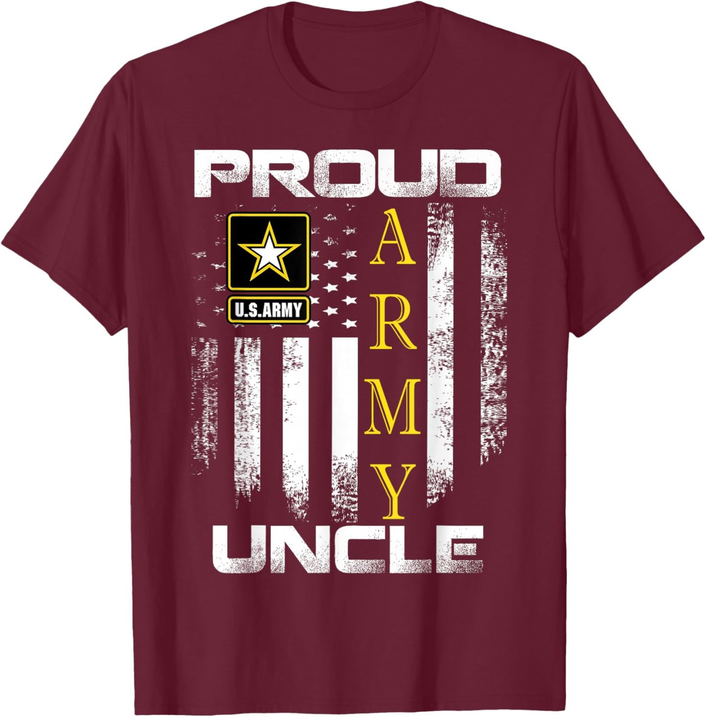 Vintage Proud Army Uncle with American Flag Gift T-Shirt - T-Shirt | Maroon