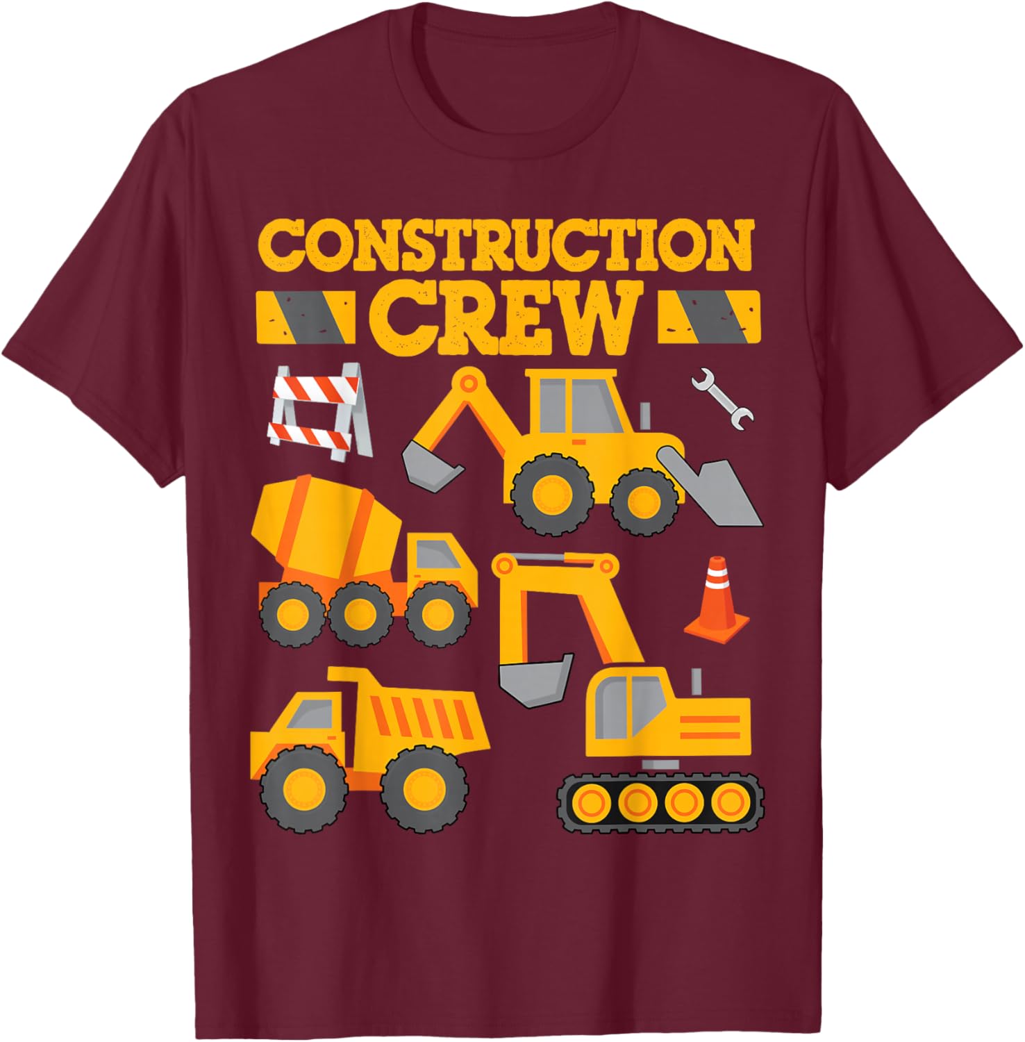 Construction Crew Worker Excavator Shirt Toddler Boys Girls T-Shirt - T-Shirt | Maroon