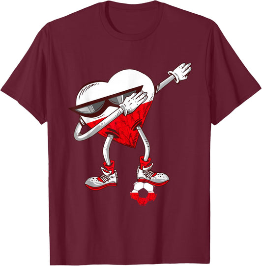 Poland Dabbing Heart Polska Polish Soccer Team Polish Pride T-Shirt - T-Shirt | Maroon