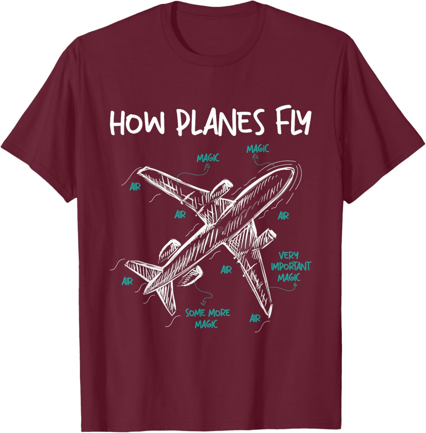 How Planes Fly - Aerospace Engineer Aeronautical Engineering Small T-Shirt - T-Shirt | Maroon
