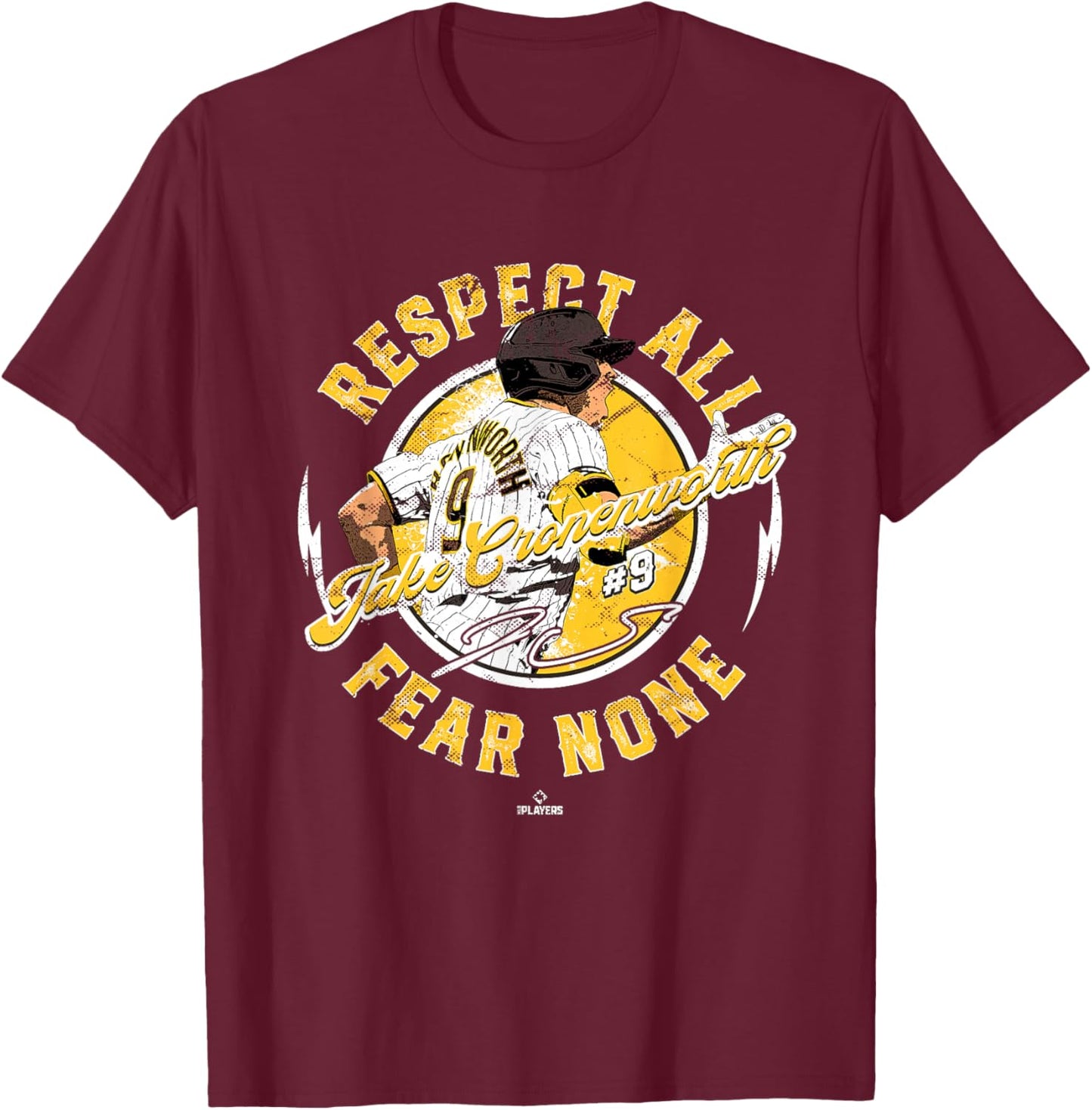 Respect All Fear None Jake Cronenworth San Diego MLBPA T-Shirt - T-Shirt | Maroon